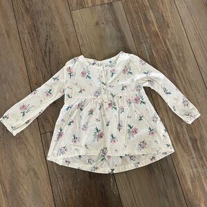 Carter's Cream Floral Long Sleeve Blouse girls size 24 months like new